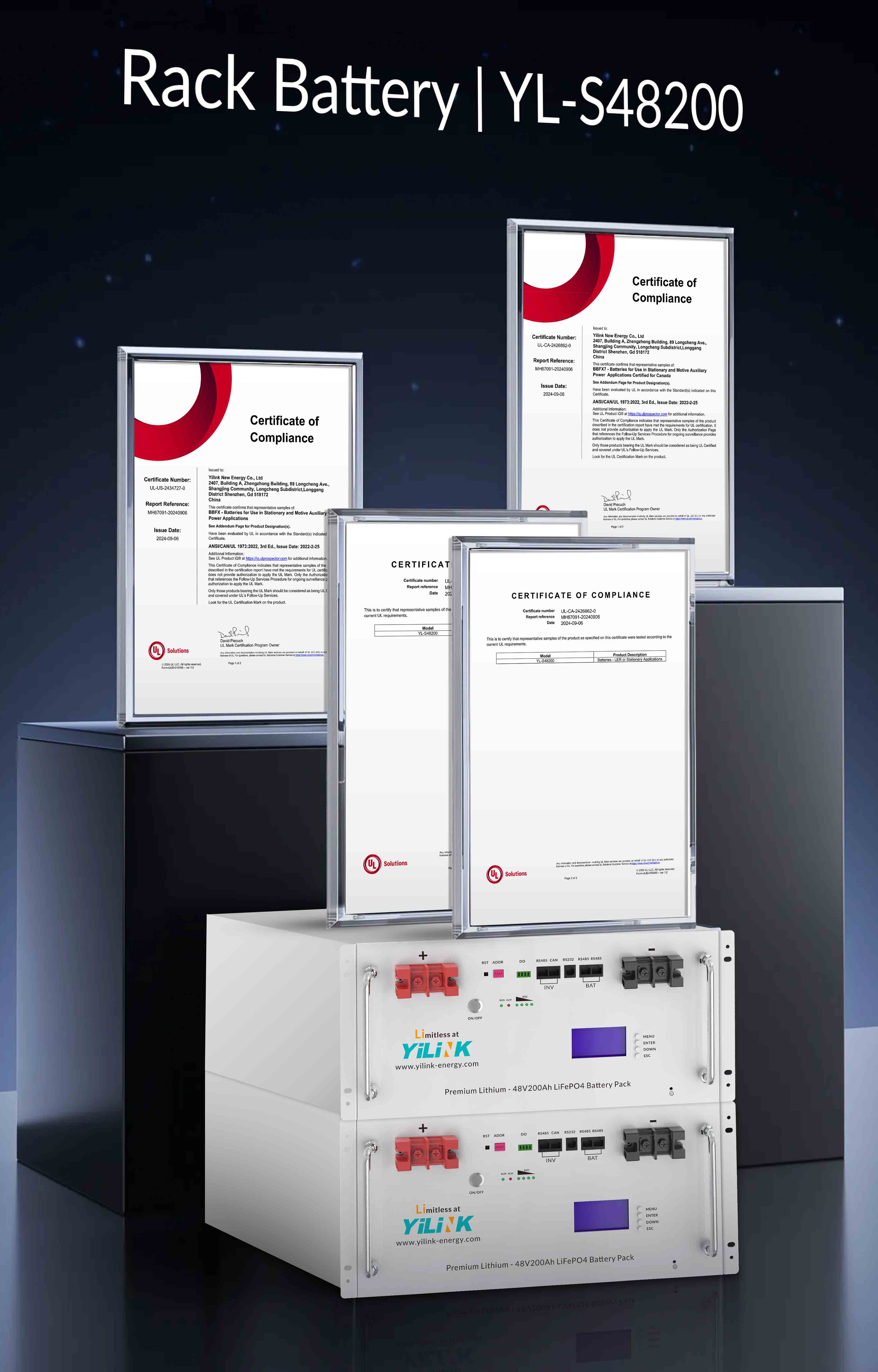 UL 1973 | Certificate of Compliance YiLink Solor Battery